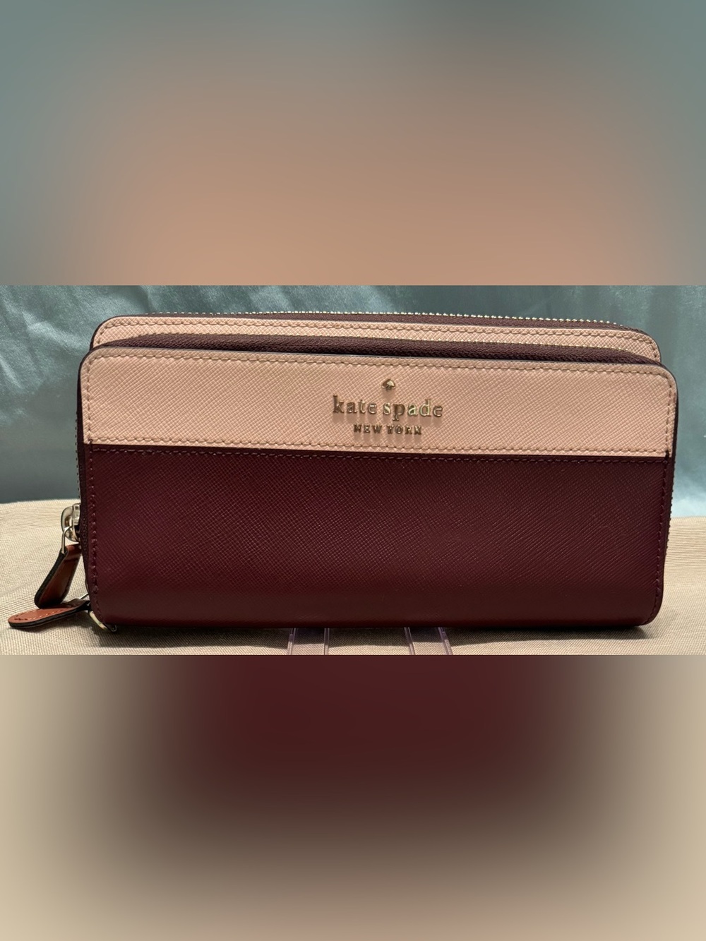 kate spade New York Color-block Double Zip Around Saffiano Continental Wallet